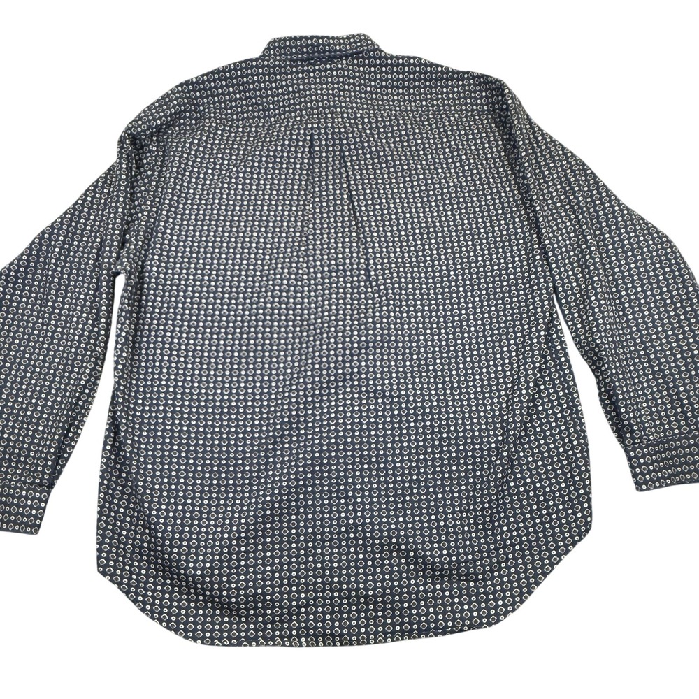 Vintage Y2K Tommy Hilfiger Mens XL Cotton Navy Blue Geometric Button Down Shirt - Picture 3 of 7